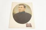 Régi fotó, színezett portré egyenruhás fiatalemberről